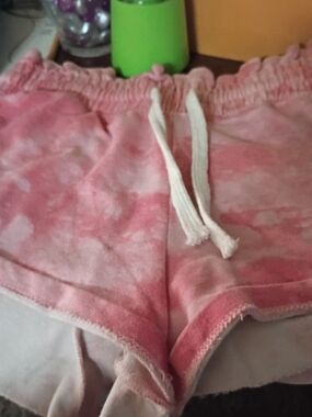 No Boundaries Pink Tie-Dye Plush Lounge Shorts with Drawstring Waist
